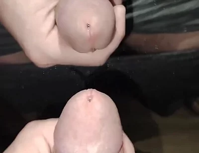 A Lot of Sperm by Cumart in Front of the Mirror