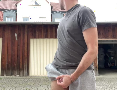 Russian Boy Plays with His Cock on the Terrace. Very Risky