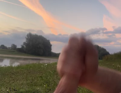 Playing in the Morning at a Lake