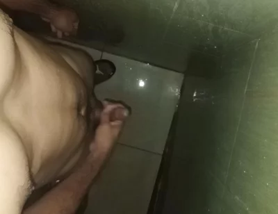 Hairy Slim Man Masturbates in the Shower at Home