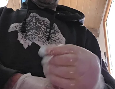 Straight Boy Jerks off on the Construction Site with Latex Gloves.