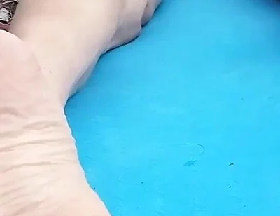 Sexy Soles on Hot Boy's Feet for Foot Fetish of Naked Twink Humping on Mat Outdoor