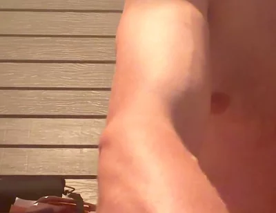 Sitting Down Naked, Showing the Biceps, Grown Man Chest Huge Bust Close