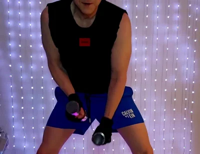 Fitness Workout in Blue Ck Shorts