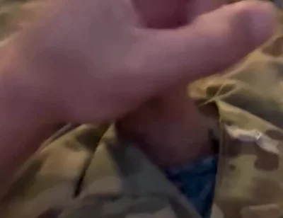 Jerking at My Sarge's Desk - Shooting Loads of Cum in My Uniform in My Barracks