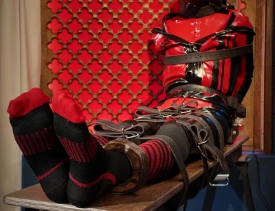 Slave Drone Tickling Session Silicone Suit, Socks & Merciless Sole Play