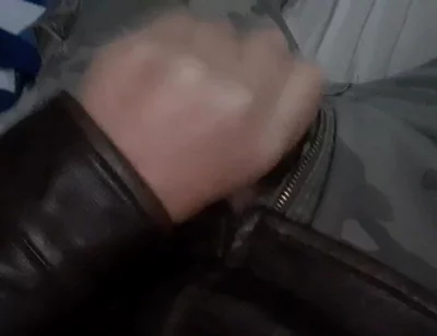 Biker Blows His Load on His Leather Jacket