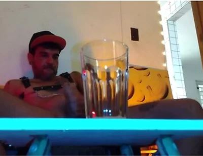 Piss, Spit, Pig Cum. Boy Fills A Glass By Spiting, Cumming And Pissing