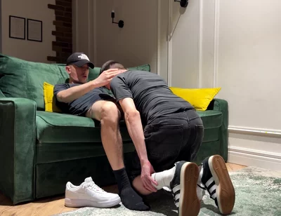 Sniffs Boyfriend's Dirty Socks After Work and Gets Cum Inside