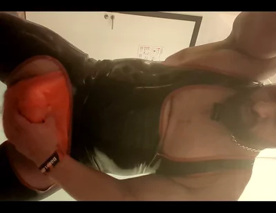 Jerking off Through Rubber Jock in Rubber
