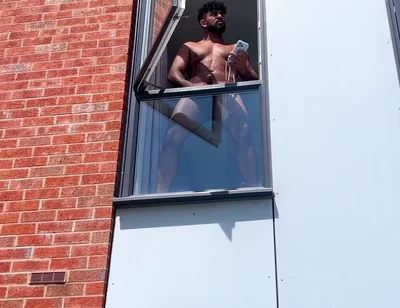 Arab Stepdaddy Wanting in Street and Cuming in Window and Cuming on Street