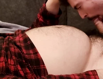 Sucking off a Hairy Bear on the Sofa