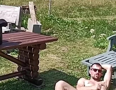 Jerking off While Hanging Out the Laundry