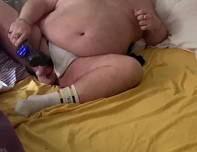 Fat Stepdaddy Wanks with Massage Toy