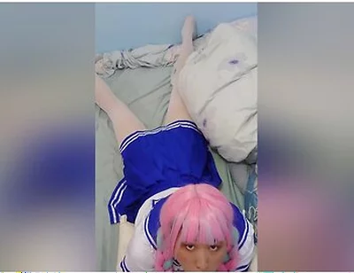 A Taiwanese Femboy Cosplay Hololive Aqua Blowjob
