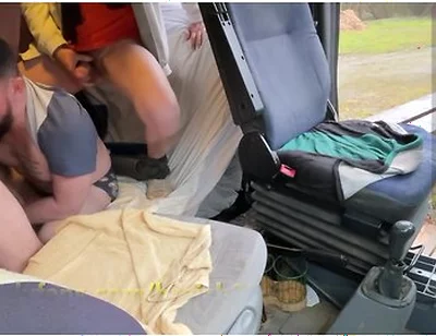 Public Truck Cruising We Flash Our Bulges And A 3-way Begins Inside