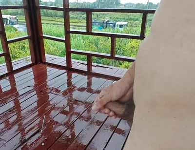 Walking Naked in the Rain, Masturbating Publicly at a Pavilion by the Roadside