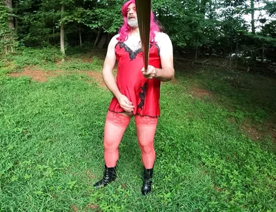 Raw Unedited Crossdresser in Lingerie Outside