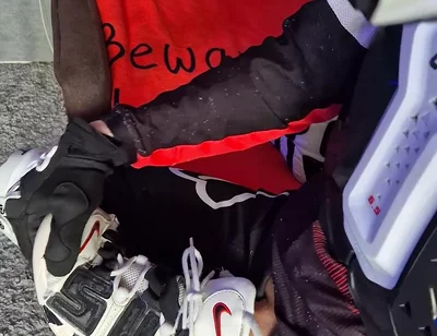 An Excited Guy in Motorcycle Gear Fucks His Sneakers