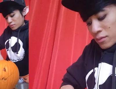 Sfw Jon Arteen Cute Twink Emo Femboy Carves a Halloween Pumpkin in His Underwear Jack-o'-lantern