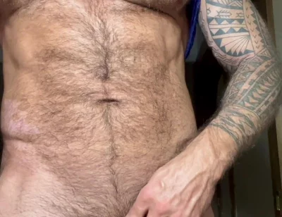 Hairy Muscle Bear Solo Nipple Play & Intense Masturbation