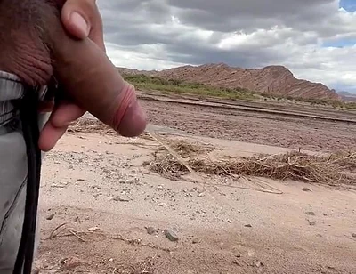 Young Uncut Boy Pee in Desert