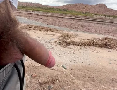 Young Uncut Boy Pee in Desert