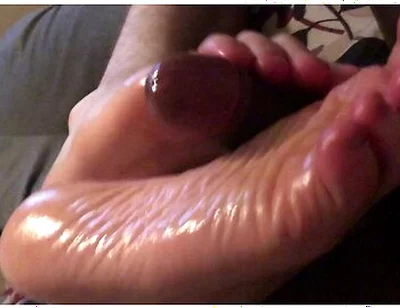 Interracial Footjob - My Pretty White Feet Playing With More Black Cock