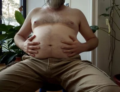 Big Bear Admires His Hairy Tummy