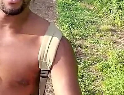 Kennie Jai Walks in the Park by the River Cumpletely Naked!