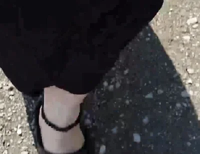 Outdoor in a Black Caftan and Barefoot in Black Birkenstocks