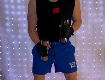 Fitness Workout in Blue Ck Shorts