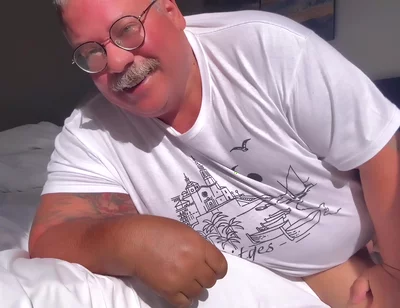 Giant Belly and Man Boobs with a Gorgeous Fat Cucumber