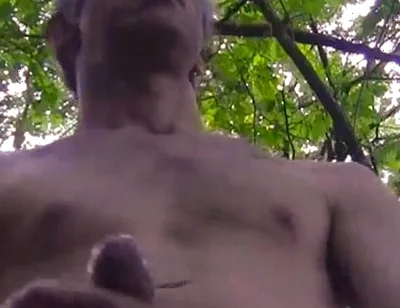 Nice and Long Cumshot, Shirtless, in a Public Forest