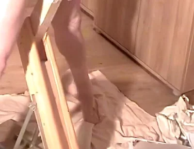 Strip and Fleshlight Stand Fuck Masturbation