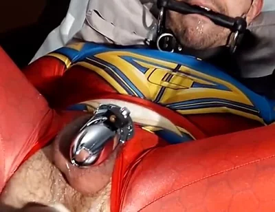October 2021 Ricky Cage Live Show -- Cock-locked Superhero Takes Dicks in Ass and Mouth!