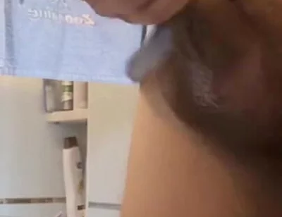 Quick Bathroom Sink Jerkoff with Huge Load of Cum