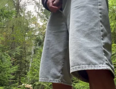 Masturbation in nature while picking mushrooms