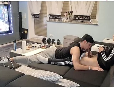 My Boy Surprised Me With A Nice Blowjob While I Was Gaming And I Shot My Cum In His Mouth