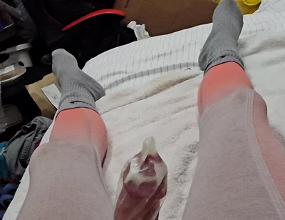 Edging in Condom and Finally Relese a Massive Load Inside!