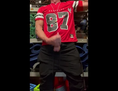 Jockdad87 Shoots a Load of Cum in His #87 Jersey