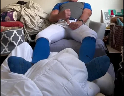 Alpha Baseball Player Jockdad87 Shoots a His Jock Cum in His Blue Gear