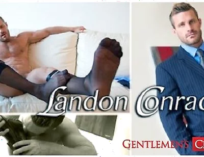 Hunk Landon Conrad Strokes His Cock While Stripping Off His Clothes