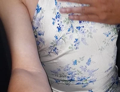 Crossdressing Cum Wearing Satin Halter Neck Dress