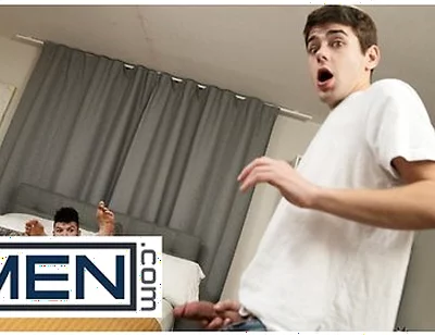Men - Hatler Gurius Self Fucks His Hole, Then His Roommate Joey Mills Walks In To Help Him