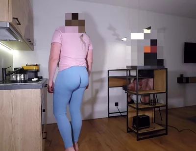 Jerking off While Trans Step-sister Is Cooking