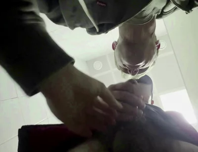 The Teacher's Thick Sucks in a Public Toilet. Slaps for a Student