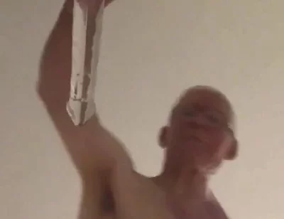 Close up View From Below Riding a Large Glass Cock