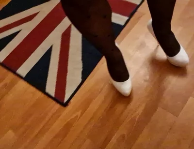 Sexy Trio of High Heels, I Secretly Walk in Their Pantyhose and Play with the Heels