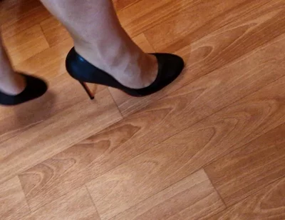 Walking Practice Before Cum in My New Black Pumps